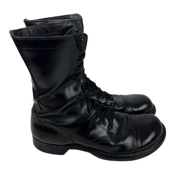 HH Brand Double H 975 Military Combat Jump Boots Cap Toe Upper Leather USA 9 1/2